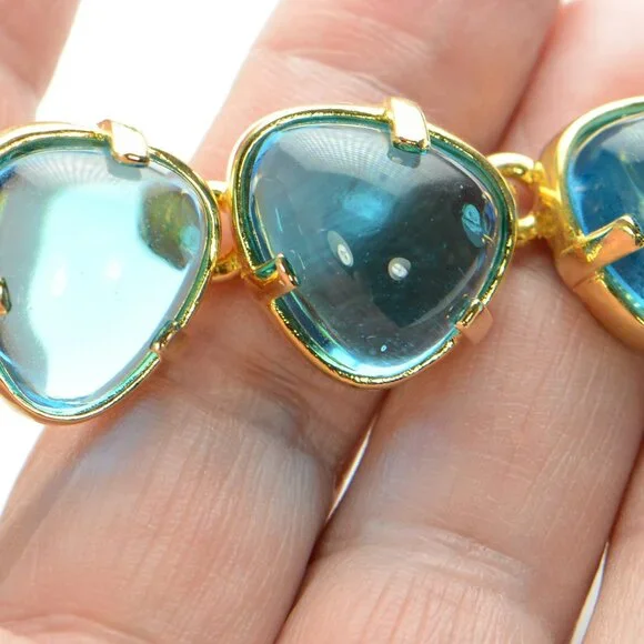 Kenneth Jay Lane KJL Gold-tone Blue Lucite Toggle Bracelet